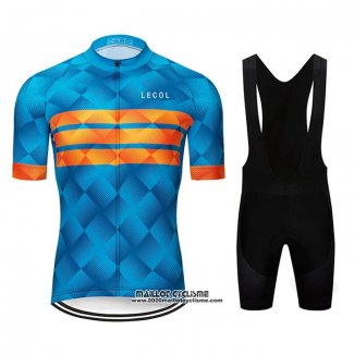 2020 Maillot Ciclismo Le Col Bleu Orange Manches Courtes et Cuissard