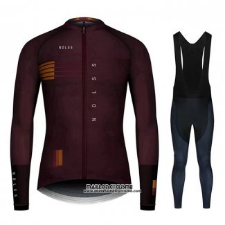 2020 Maillot Ciclismo NDLSS Marron Rouge Manches Longues et Cuissard