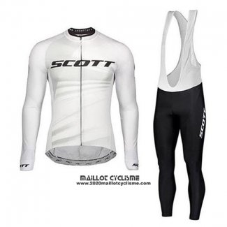 2020 Maillot Ciclismo Scott Blanc Manches Longues et Cuissard