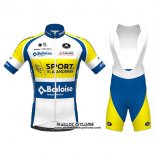 2020 Maillot Ciclismo Sport Vlaanderen-baloise Blanc Jaune Bleu Manches Courtes et Cuissard