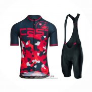 2021 Maillot Cyclisme Castelli Rouge Fonce Bleu Manches Courtes et Cuissard