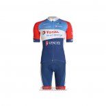 2021 Maillot Cyclisme Direct Energie Bleu Rouge Blanc Manches Courtes et Cuissard