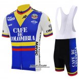 2021 Maillot Cyclisme La Colombie Bleu Blanc Manches Courtes et Cuissard