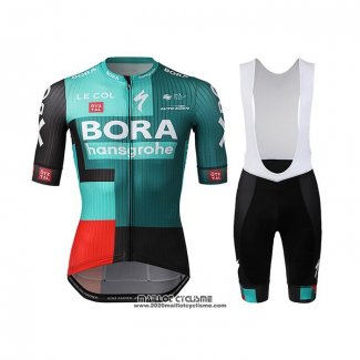 2022 Maillot Cyclisme Bora Hansgrone Vert Rouge Manches Courtes et Cuissard