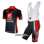 2010 Maillot Ciclismo Caisse d'epargne Noir et Blanc Manches Courtes et Cuissard