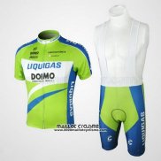 2010 Maillot Ciclismo Liquigas Doimo Bleu et Vert Manches Courtes et Cuissard