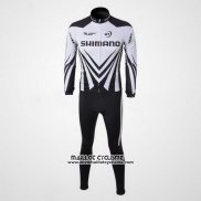 2010 Maillot Ciclismo Shimano Blanc et Noir Manches Longues et Cuissard