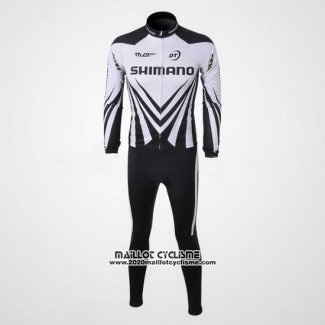 2010 Maillot Ciclismo Shimano Blanc et Noir Manches Longues et Cuissard