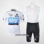 2011 Maillot Ciclismo Sky Lider Blanc et Azur Manches Courtes et Cuissard