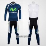 2012 Maillot Ciclismo Movistar Bleu Manches Longues et Cuissard