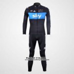 2012 Maillot Ciclismo Sky Noir et Azur Manches Longues et Cuissard