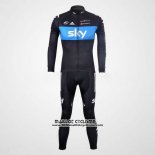 2012 Maillot Ciclismo Sky Noir et Azur Manches Longues et Cuissard