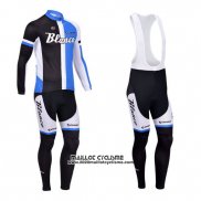 2013 Maillot Ciclismo Blanco Noir et Bleu Manches Longues et Cuissard