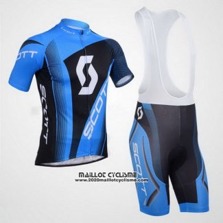 2013 Maillot Ciclismo Scott Bleu et Noir Manches Courtes et Cuissard