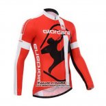 2014 Maillot Ciclismo Giordana Rouge et Blanc Manches Longues et Cuissard