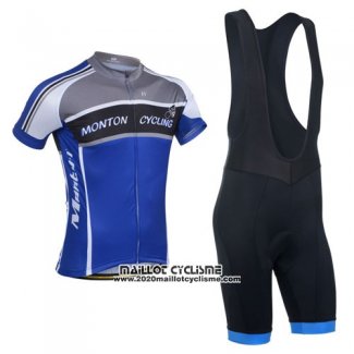 2014 Maillot Ciclismo Monton Gris et Bleu Manches Courtes et Cuissard