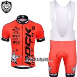 2015 Maillot Ciclismo Rock Racing Noir et Orange Manches Courtes et Cuissard