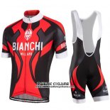 2016 Maillot Ciclismo Bianchi Noir et Rouge Manches Courtes et Cuissard