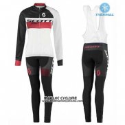 2016 Maillot Ciclismo Femme Scott Blanc et Noir Manches Longues et Cuissard