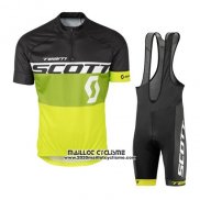 2016 Maillot Ciclismo Scott Jaune et Noir Manches Courtes et Cuissard