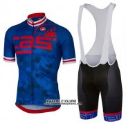 2017 Maillot Ciclismo Castelli Bleu et Rouge Manches Courtes et Cuissard