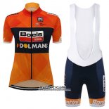 2017 Maillot Ciclismo Femme Damen Boels Dolmans Orange Manches Courtes et Cuissard