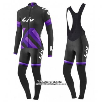 2017 Maillot Ciclismo Femme Liv Noir et Violet Manches Longues et Cuissard