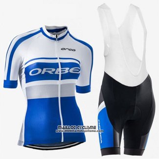 2017 Maillot Ciclismo Femme Orbea Bleu et Blanc Manches Courtes et Cuissard