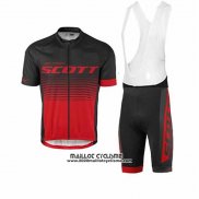 2017 Maillot Ciclismo Scott Noir Rouge Manches Courtes et Cuissard