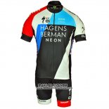 2018 Maillot Ciclismo Axeon Hagens Berman Bleu Noir Manches Courtes et Cuissard