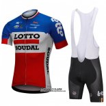 2018 Maillot Ciclismo Lotto Soudal Bleu et Rouge Manches Courtes et Cuissard
