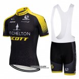 2018 Maillot Ciclismo Scott Jaune et Noir Manches Courtes et Cuissard