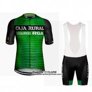 2019 Maillot Ciclismo Caja Rural Vert Noir Manches Courtes et Cuissard