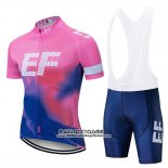 2019 Maillot Ciclismo Ef Education First Rose Bleu Manches Courtes et Cuissard