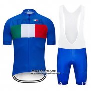 2019 Maillot Ciclismo Italie Bleu Manches Courtes et Cuissard