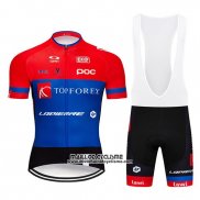 2019 Maillot Ciclismo Topforex Lapierre Rouge Bleu Manches Courtes et Cuissard