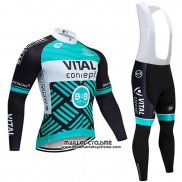 2019 Maillot Ciclismo Vital Concept Bleu Blanc Noir Manches Longues et Cuissard