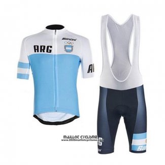 2020 Maillot Ciclismo Argentine Blanc Bleu Manches Courtes et Cuissard