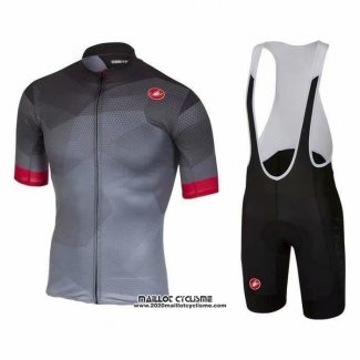 2020 Maillot Ciclismo Castelli Rouge Gris Manches Courtes et Cuissard