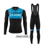 2020 Maillot Ciclismo Cube Noir Bleu Manches Longues et Cuissard