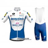 2020 Maillot Ciclismo Deceuninck Quick Step Blanc Bleu Manches Courtes et Cuissard