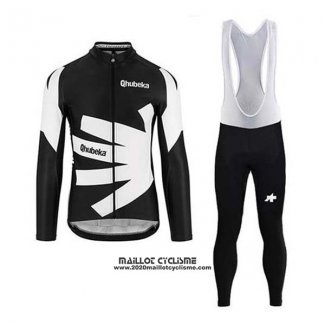 2020 Maillot Ciclismo Qhubeka Noir Blanc Manches Longues et Cuissard