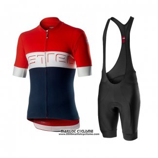 2020 Maillot Cyclisme Castelli Rouge Bleu Manches Courtes et Cuissard