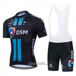 2021 Maillot Cyclisme DSM Bleu Noir Manches Courtes et Cuissard