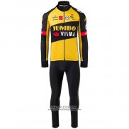 2021 Maillot Cyclisme Jumbo Visma Noir Jaune Manches Longues et Cuissard