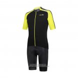 2021 Maillot Cyclisme RH+ Gris Jaune Manches Courtes et Cuissard