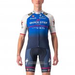 2022 Maillot Cyclisme Deceuninck Quick Step Bleu Blanc Manches Courtes et Cuissard