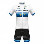 2022 Maillot Cyclisme European Champion Trek Blanc Rouge Manches Courtes et Cuissard 2022 Maillot Cyclisme European Champion Trek Blanc Rouge Manches Courtes et Cuissard