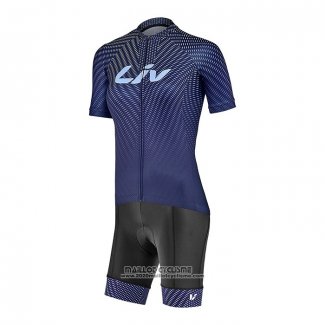 2022 Maillot Cyclisme Femme Liv Profond Bleu Manches Courtes et Cuissard