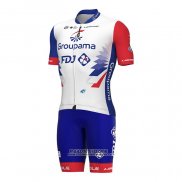 2022 Maillot Cyclisme Groupama Fdj Rouge Bleu Manches Courtes et Cuissard